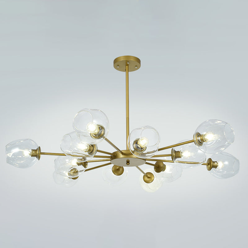 Modern Creative Indoor Pendant Light Wrought Iron Sputnik Hanging Lamp with Glass Shade