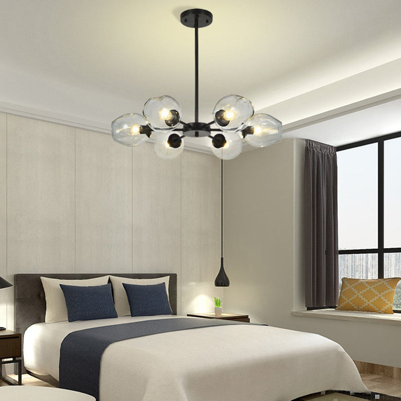 Modern Creative Indoor Pendant Light Wrought Iron Sputnik Hanging Lamp with Glass Shade