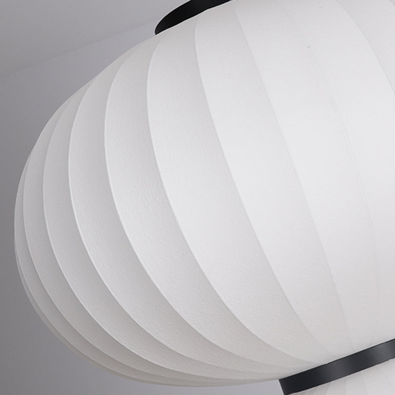 White Geometric Silk Pendant Light Nordic Modern Down Lighting for Living Room