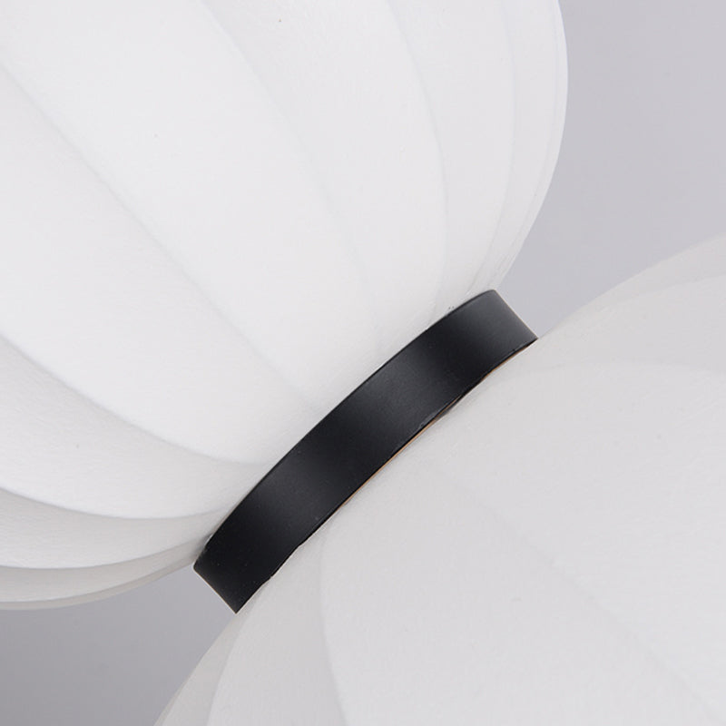 White Geometric Silk Pendant Light Nordic Modern Down Lighting for Living Room