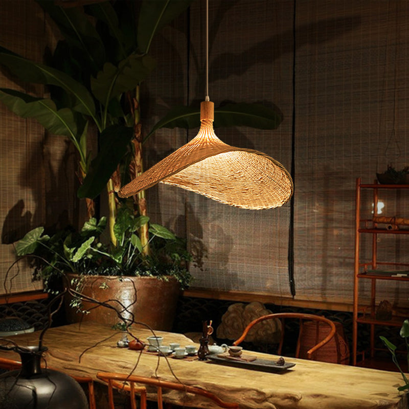 1-Licht-Bambus Hängsbeleuchtung Chinesisches Anhänger Lichtkit für Tea Room