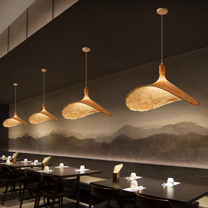 1-Licht-Bambus Hängsbeleuchtung Chinesisches Anhänger Lichtkit für Tea Room