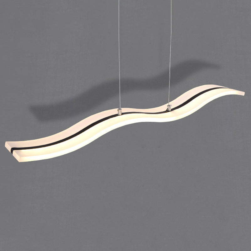 Weiße Wellenform-LED-Insellicht im modernen Stil Edelstahl Anhänger Licht mit Acrylschatten