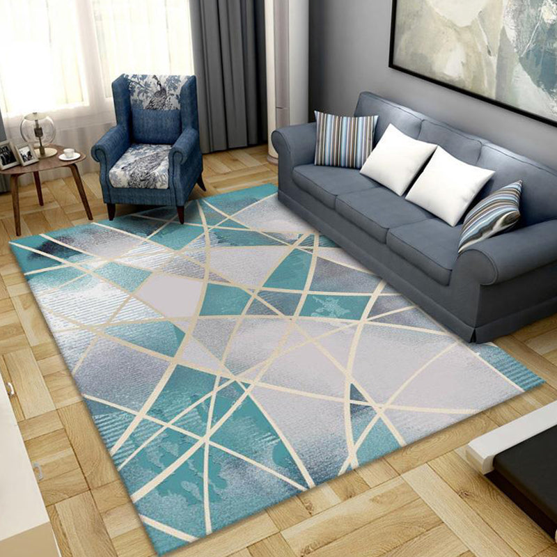 Grey Simplicity Rug Polyester Geometric Indoor Rug Non-Slip Backing Area Rug for Living Room