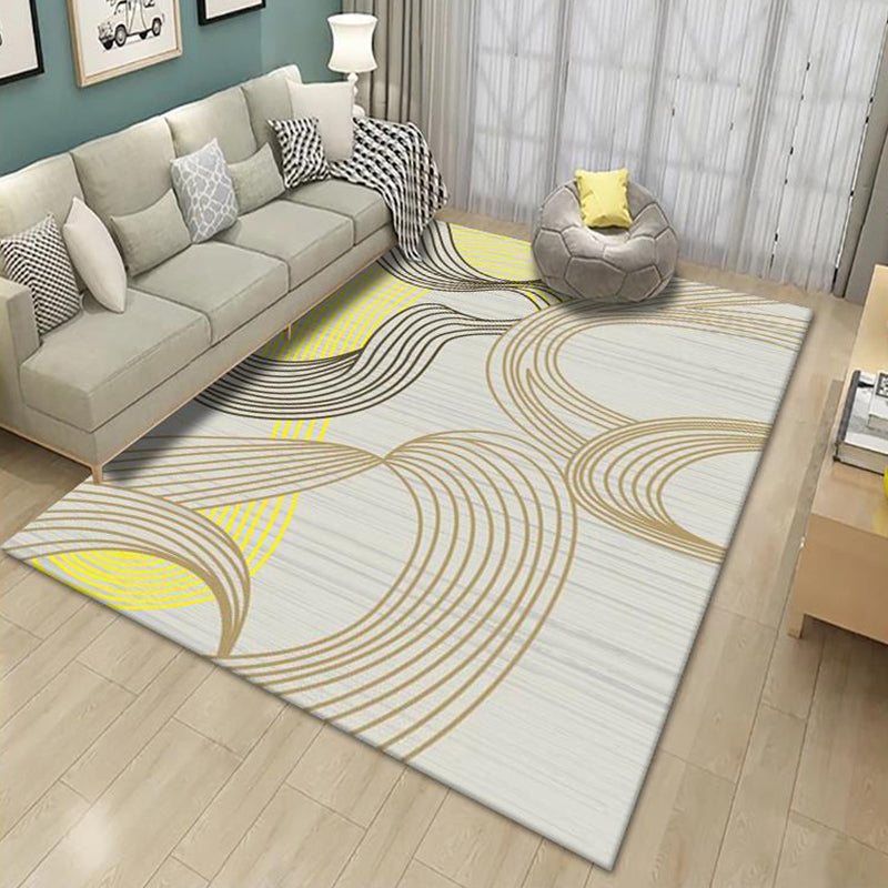 Grey Simplicity Rug Polyester Geometric Indoor Rug Non-Slip Backing Area Rug for Living Room
