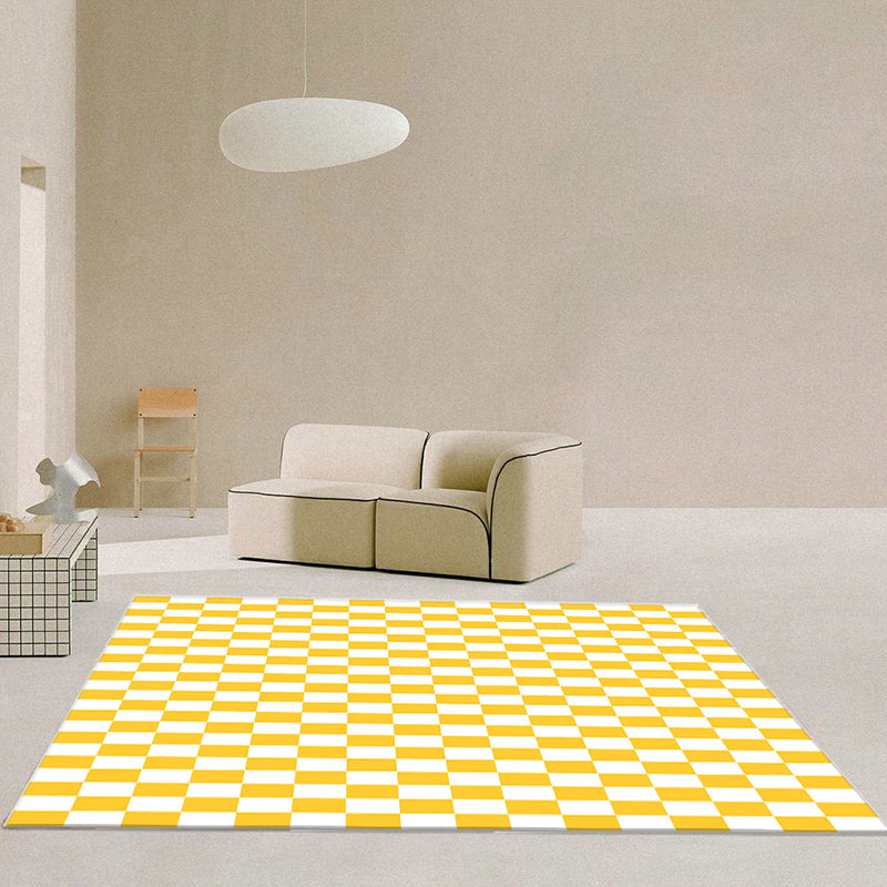 Beige Modern Rug Polyester Grid Indoor Rug Stain Resistant Area Rug for Living Room