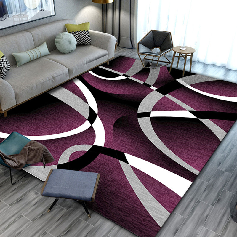 Black moderne tapis moderne polyester géométrique tapis intérieur non glissant pour le salon