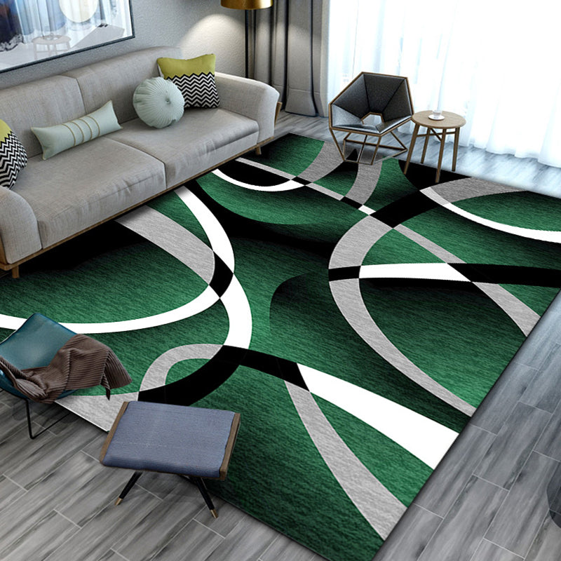 Black moderne tapis moderne polyester géométrique tapis intérieur non glissant pour le salon