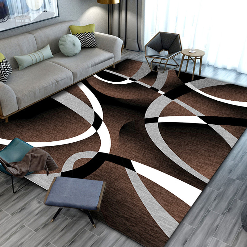 Black moderne tapis moderne polyester géométrique tapis intérieur non glissant pour le salon