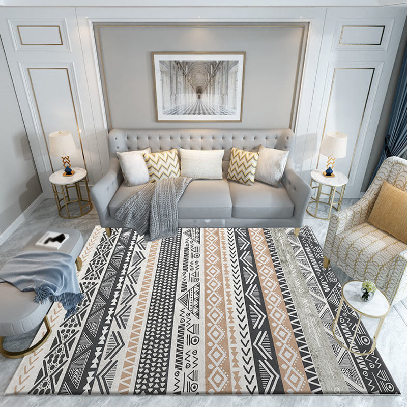 Abstract Blue Graphic Rug Polyester Modern Indoor Rug Non-Slip Backing Area Rug for Drawing Room