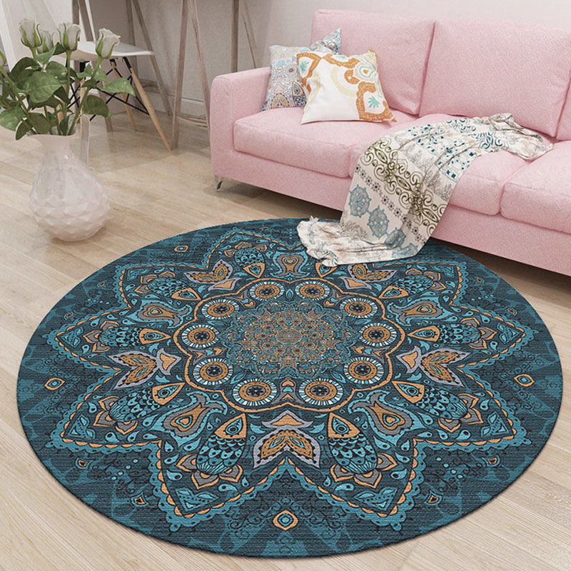 Blue Living Area Tapis Bohemian Americana Match Rug Polyester Tache résistant à la zone de taches