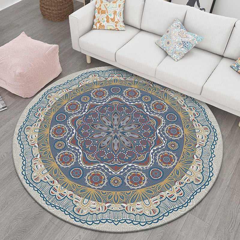 Blue Living Area Tapis Bohemian Americana Match Rug Polyester Tache résistant à la zone de taches