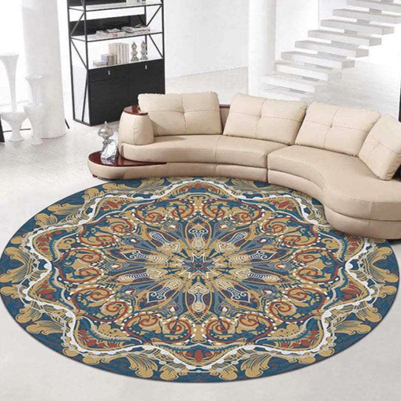 Blue Living Area Tapis Bohemian Americana Match Rug Polyester Tache résistant à la zone de taches