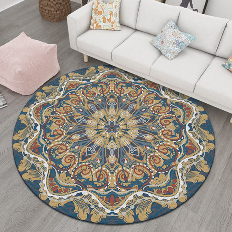 Blue Living Area Tapis Bohemian Americana Match Rug Polyester Tache résistant à la zone de taches