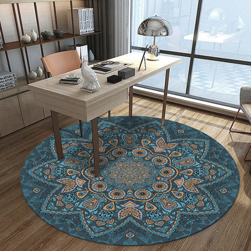 Blue Living Area Tapis Bohemian Americana Match Rug Polyester Tache résistant à la zone de taches
