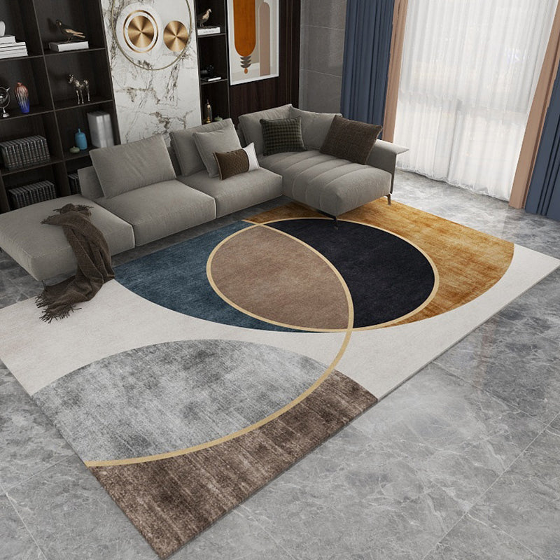 Blue Contemporary Rug Polyester Geometric Area Rug Non-Slip Backing Rug for Living Room