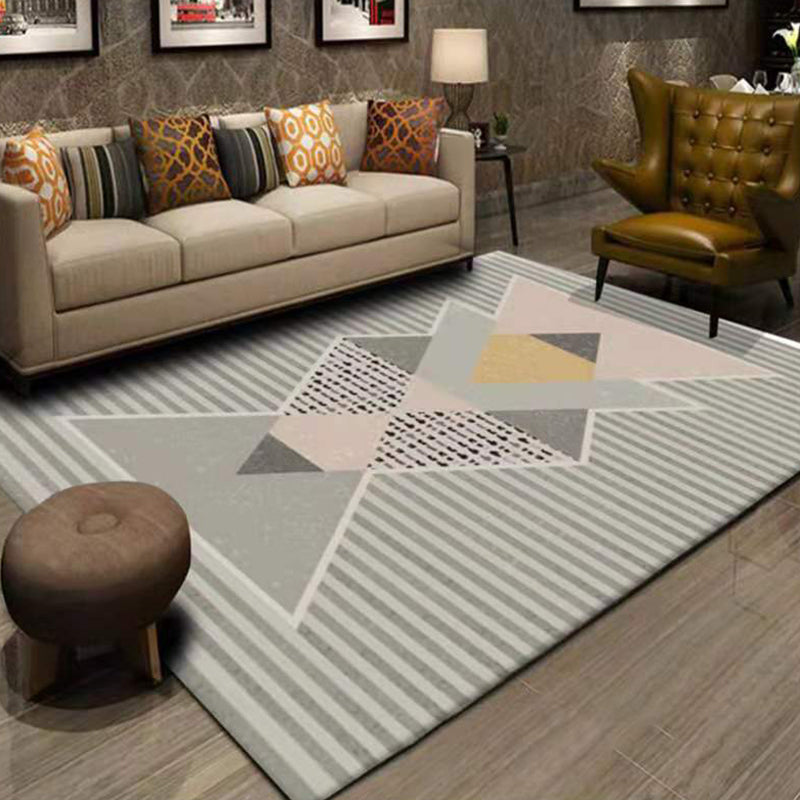 Modern Geometric Print Carpet Polyester Indoor Rug Non-Slip Backing Area Carpet for Living Room