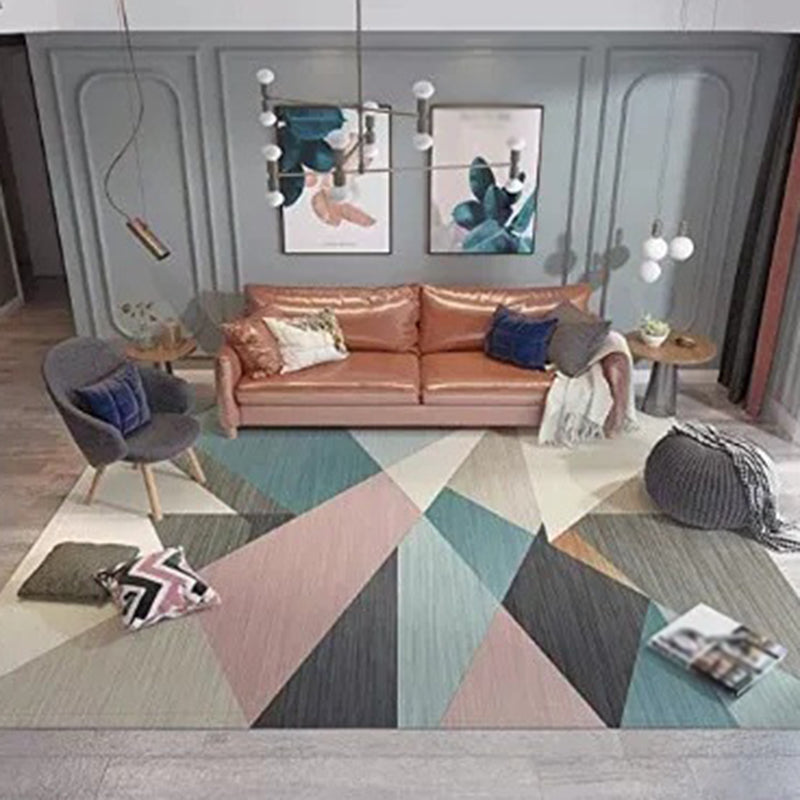 Modern Geometric Print Carpet Polyester Indoor Rug Non-Slip Backing Area Carpet for Living Room
