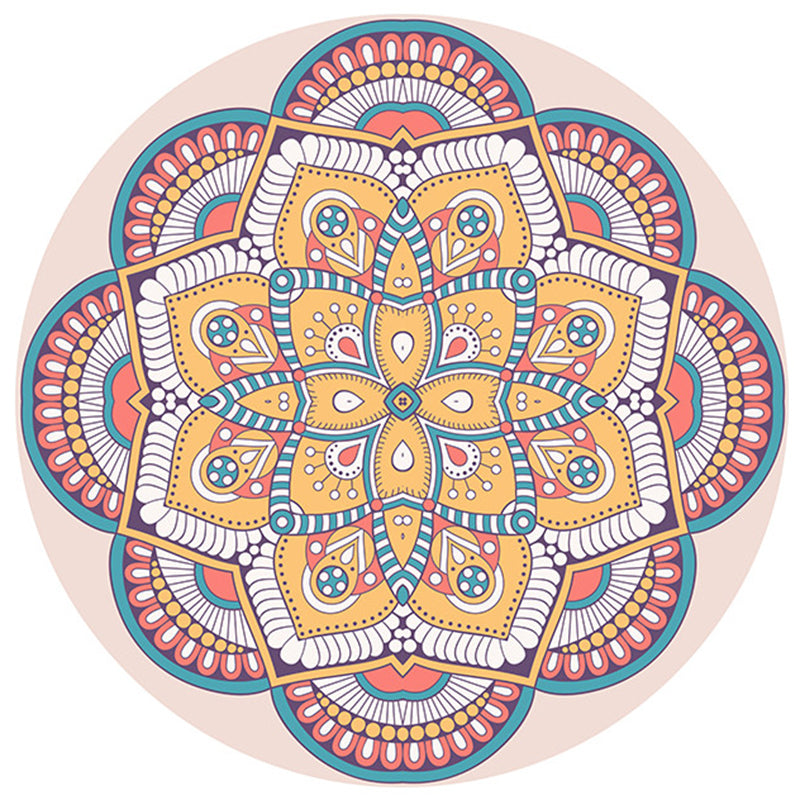 Stylish Tribal Pattern Rug Pink Bohemian Area Carpet Polyester Easy Care Area Rug for Living Room