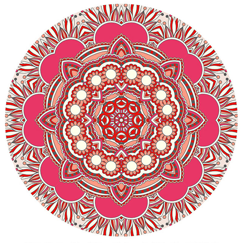 Stylish Tribal Pattern Rug Pink Bohemian Area Carpet Polyester Easy Care Area Rug for Living Room