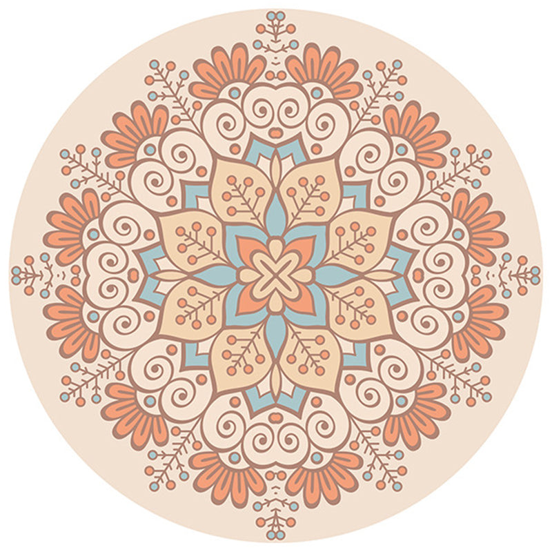 Stylish Tribal Pattern Rug Pink Bohemian Area Carpet Polyester Easy Care Area Rug for Living Room