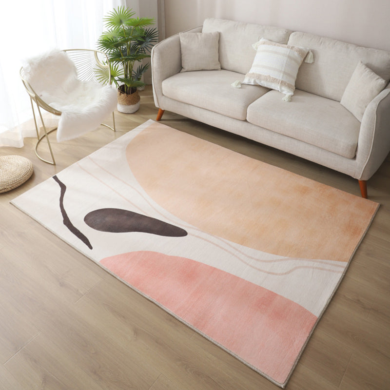 Yellow Living Room Rug Nordic Graphic Area Rug Polyester Stain Resistant Rug