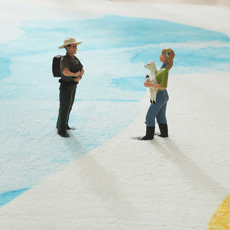 Yellow Living Room Rug Nordic Graphic Area Rug Polyester Stain Resistant Rug