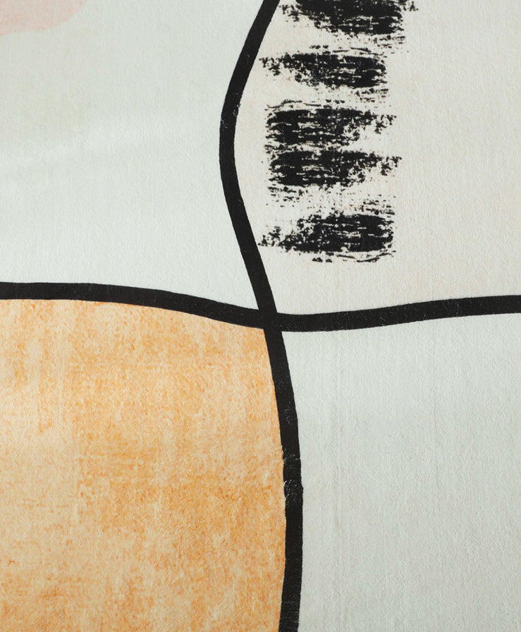 Yellow Living Room Rug Nordic Graphic Area Rug Polyester Stain Resistant Rug