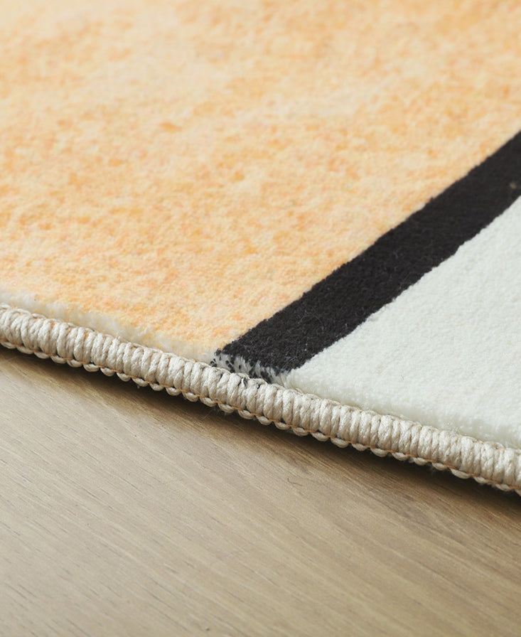 Yellow Living Room Rug Nordic Graphic Area Rug Polyester Stain Resistant Rug