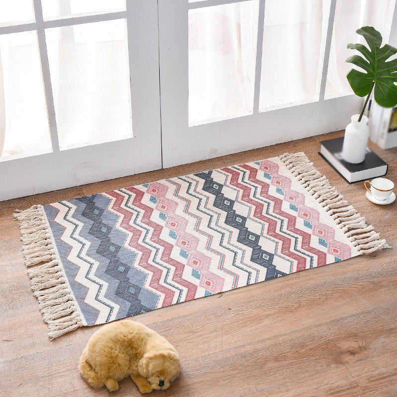 Bohemian Cotton Blend Area Capinet Retro Retro Intérieur Rapis de salon Tapis avec frange