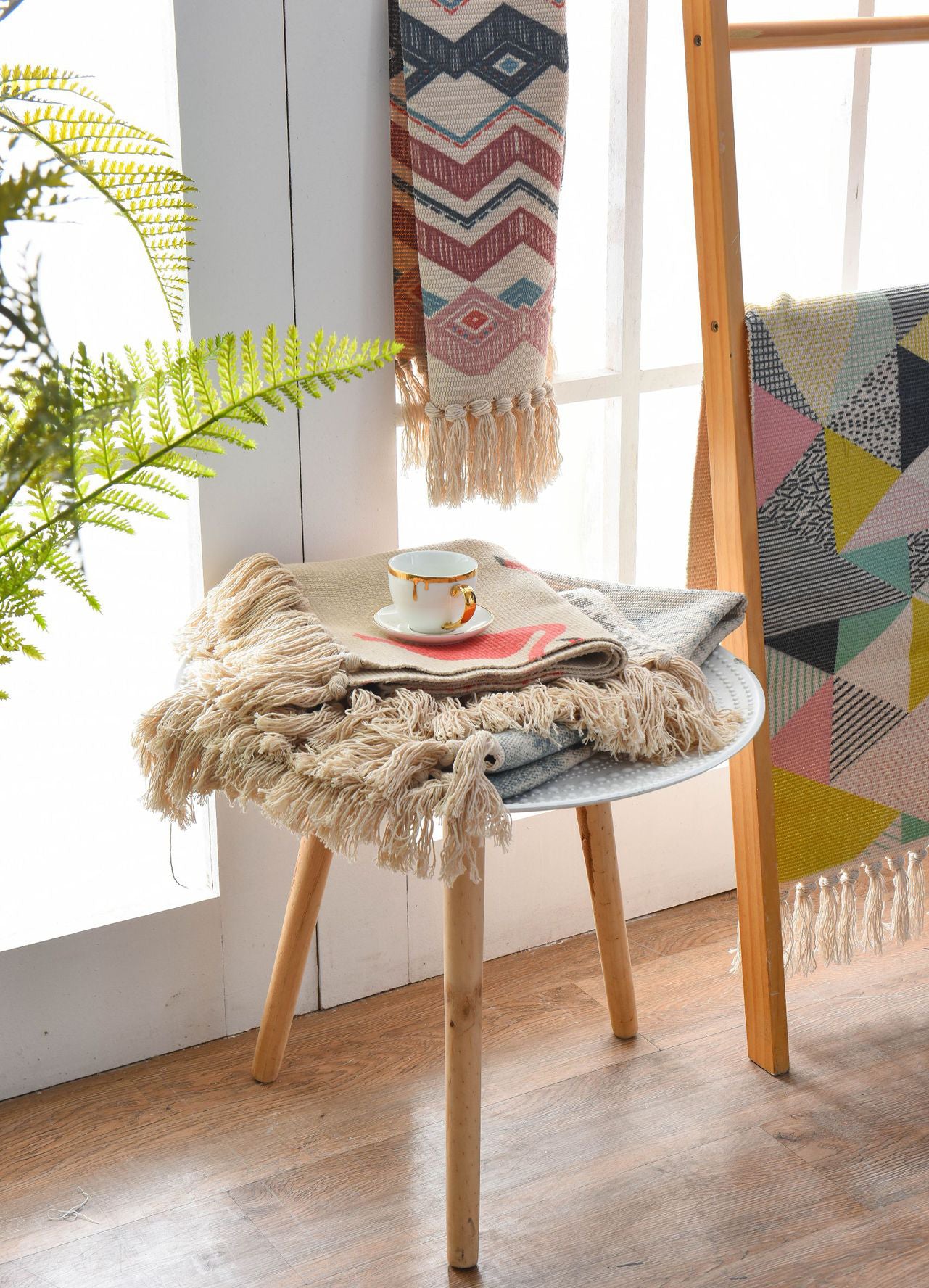 Bohemian Cotton Blend Area Capinet Retro Retro Intérieur Rapis de salon Tapis avec frange