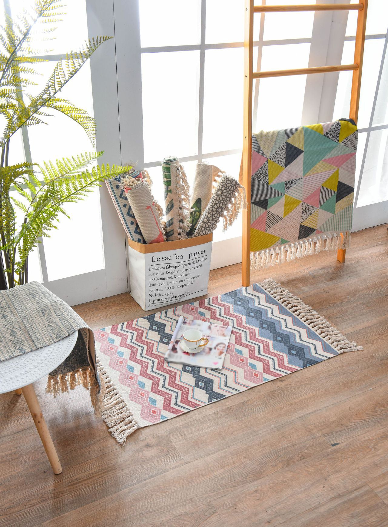 Bohemian Cotton Blend Area Capinet Retro Retro Intérieur Rapis de salon Tapis avec frange