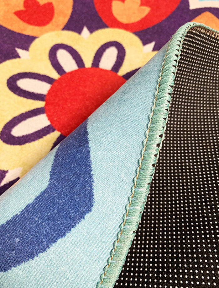 Bohemian Tribal Pattern Rug Beige Polyester Area Carpet Non-Slip Backing Rug for Living Room