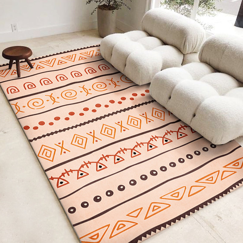 Bohemian Area Carpet Tribal Pattern Indoor Rug Washable Polyester Anti-Slip Carpet for Living Room