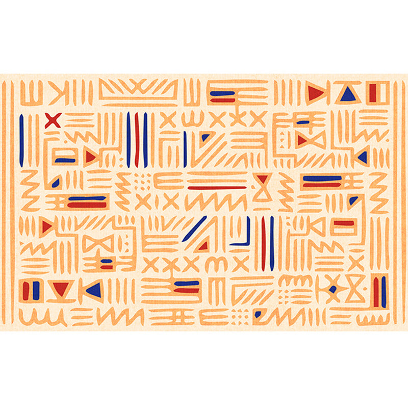 Bohemian Area Carpet Tribal Pattern Indoor Rug Washable Polyester Anti-Slip Carpet for Living Room