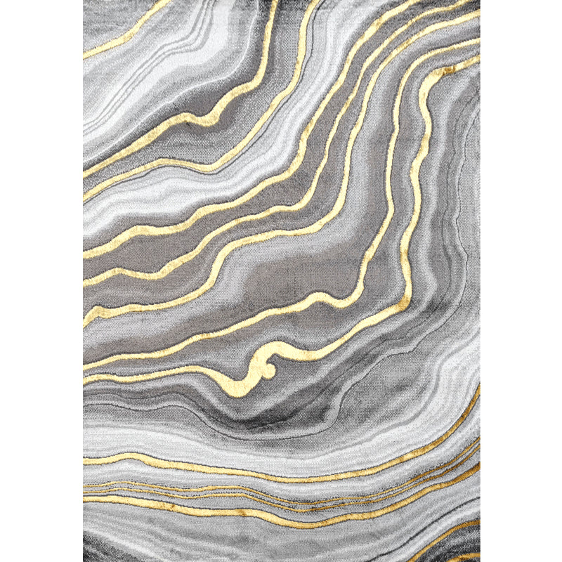 Grey Modern Rug Polyester Abstract Pattern Area Carpet Stain Resistant Area Rug for Home Decor