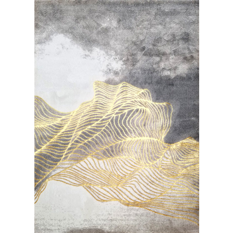Grey Modern Rug Polyester Abstract Pattern Area Carpet Stain Resistant Area Rug for Home Decor
