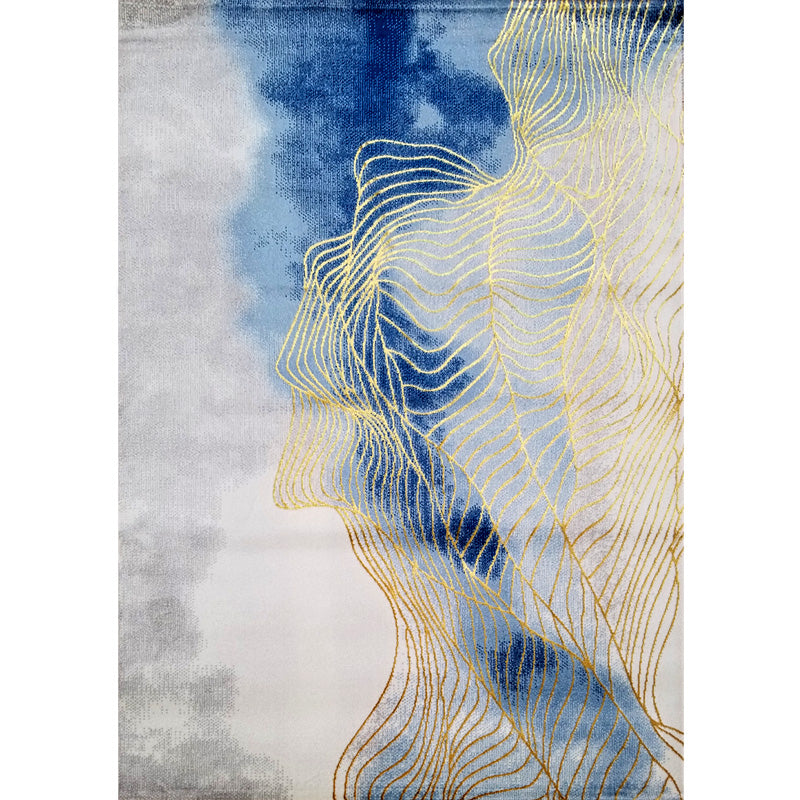 Grey Modern Rug Polyester Abstract Pattern Area Carpet Stain Resistant Area Rug for Home Decor