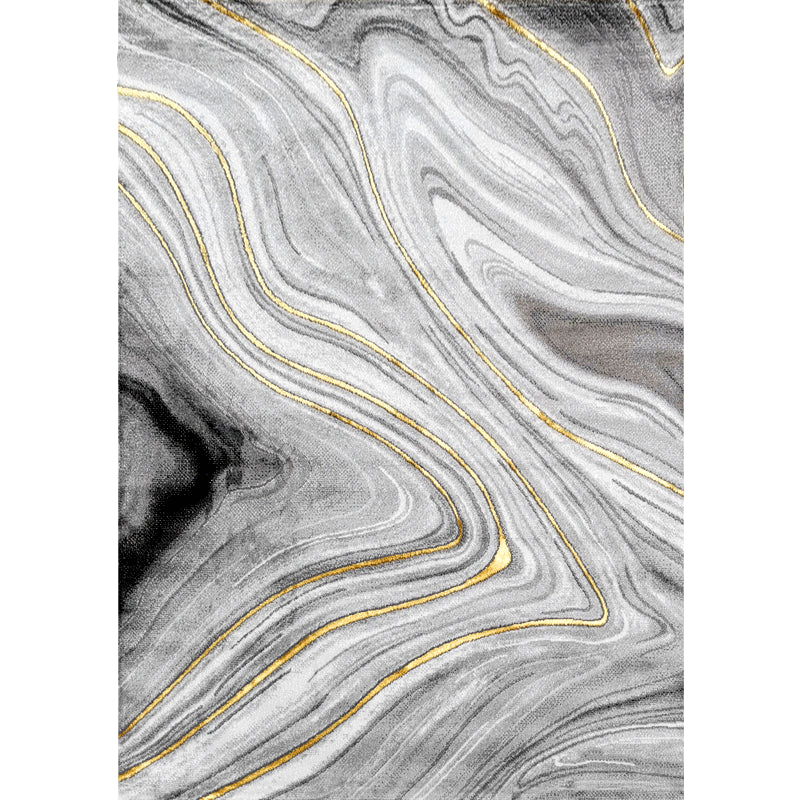 Grey Modern Rug Polyester Abstract Pattern Area Carpet Stain Resistant Area Rug for Home Decor