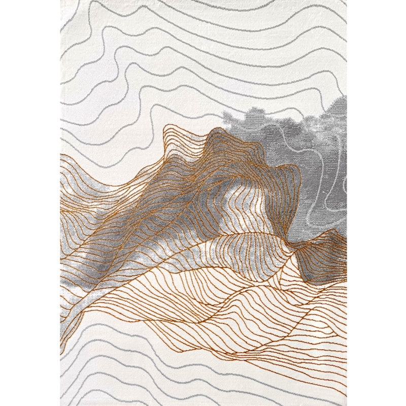 Grey Modern Rug Polyester Abstract Pattern Area Carpet Stain Resistant Area Rug for Home Decor