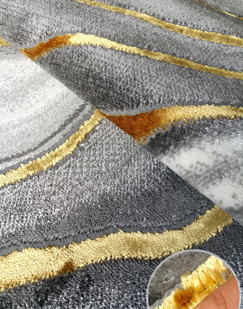 Grey Modern Rug Polyester Abstract Pattern Area Carpet Stain Resistant Area Rug for Home Decor