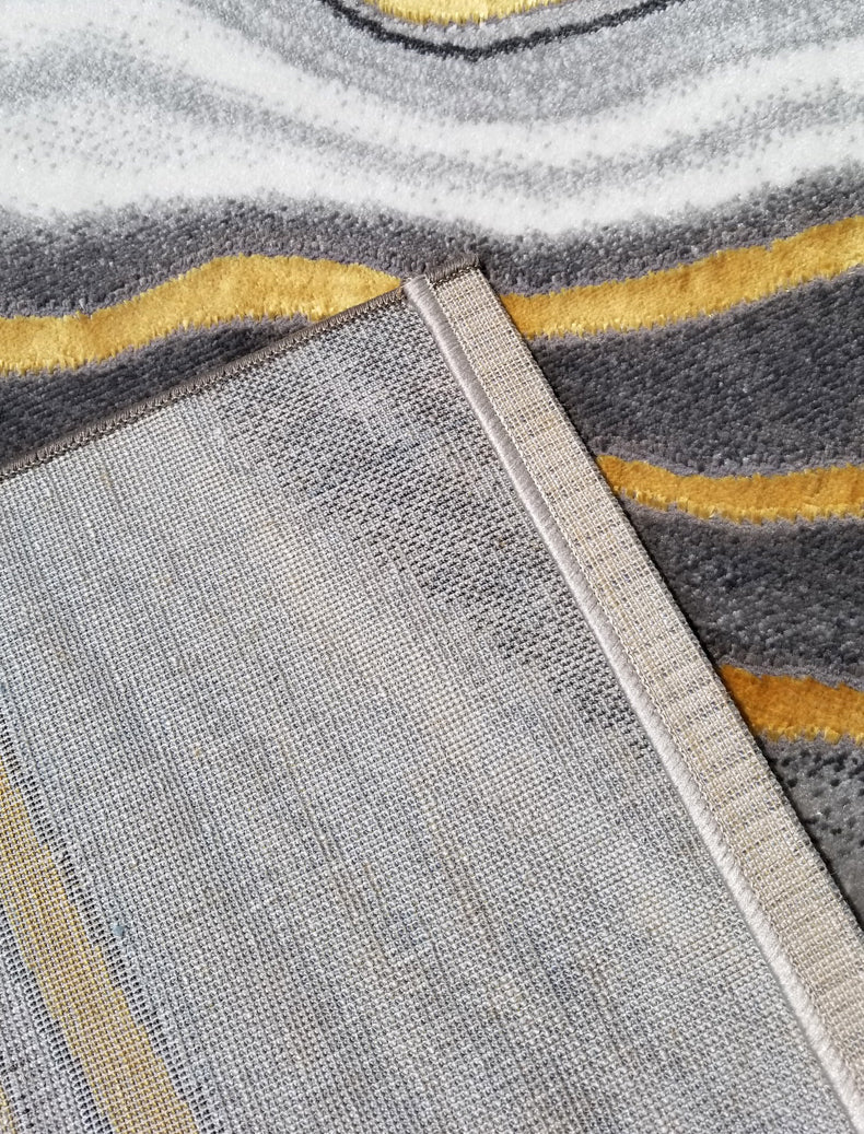 Grey Modern Rug Polyester Abstract Pattern Area Carpet Stain Resistant Area Rug for Home Decor