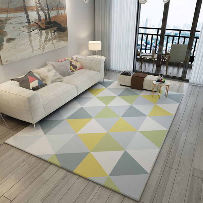 Yellow Geometric Pattern Rug Polyester Modern Area Carpet Stain Resistant Caroet for Living Room