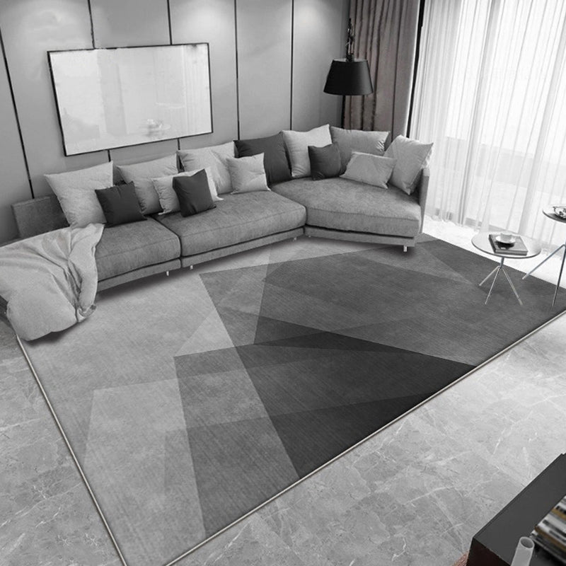 Blue Modern Carpet Polyester Geometric Print Area Rug Anti-Slip Washable Rug for Living Room