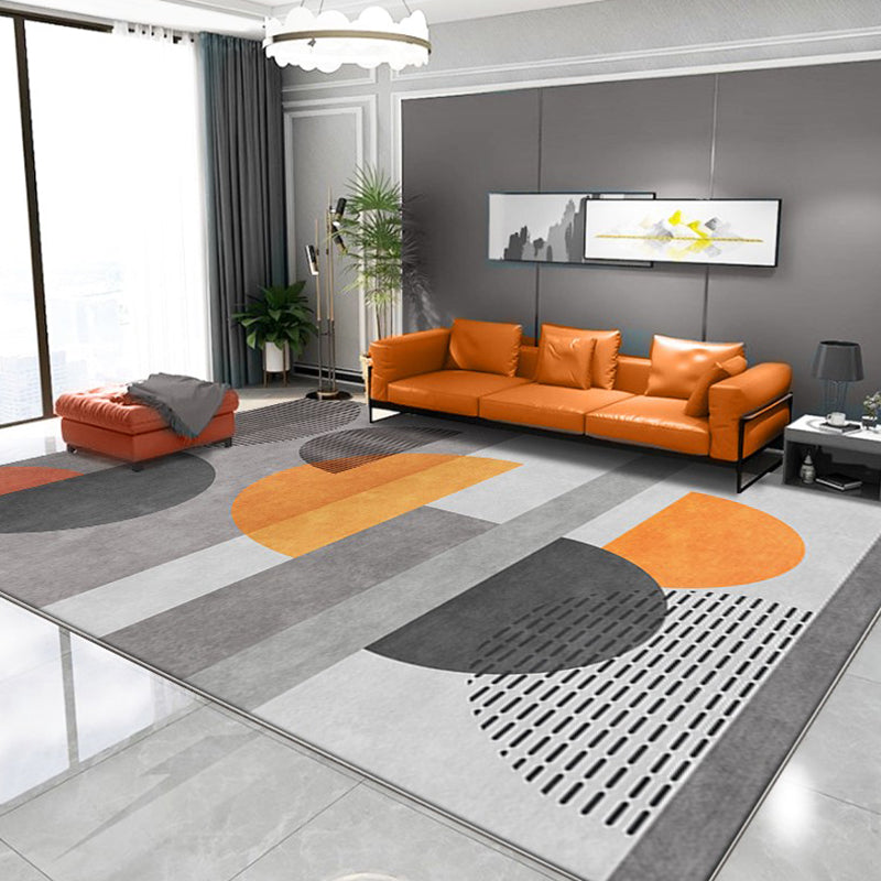 Blue Modern Carpet Polyester Geometric Print Area Rug Anti-Slip Washable Rug for Living Room