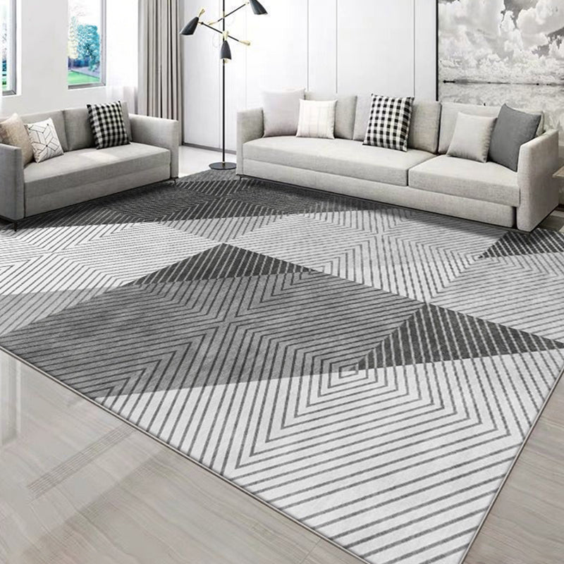 Blue Modern Carpet Polyester Geometric Print Area Rug Anti-Slip Washable Rug for Living Room