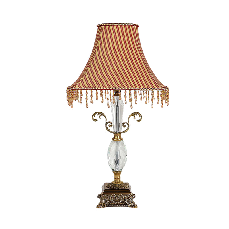 Oval Bedroom Night Table Lamp Countryside Carved Crystal 1 Light Yellow Nightstand Light