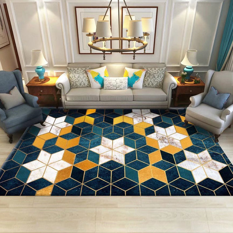 Creative Harlequin Pattern Area Rug Polyester Carpet Non-Slip Backing Indoor Rug for Home Decoration