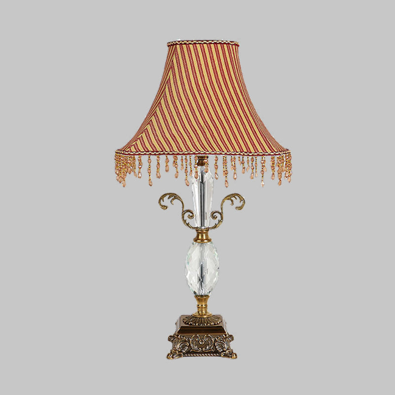 Oval Bedroom Night Table Lamp Countryside Carved Crystal 1 Light Yellow Nightstand Light