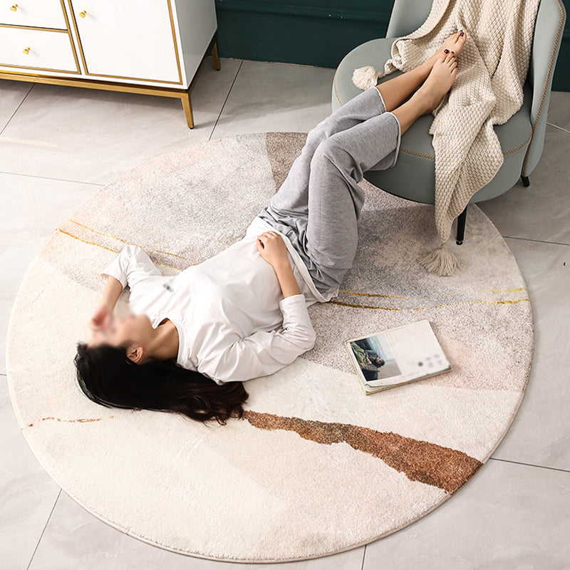 Beige Modern Area Rug Polyester Geometric Print Rug Anti-Slip Washable Rug for Living Room